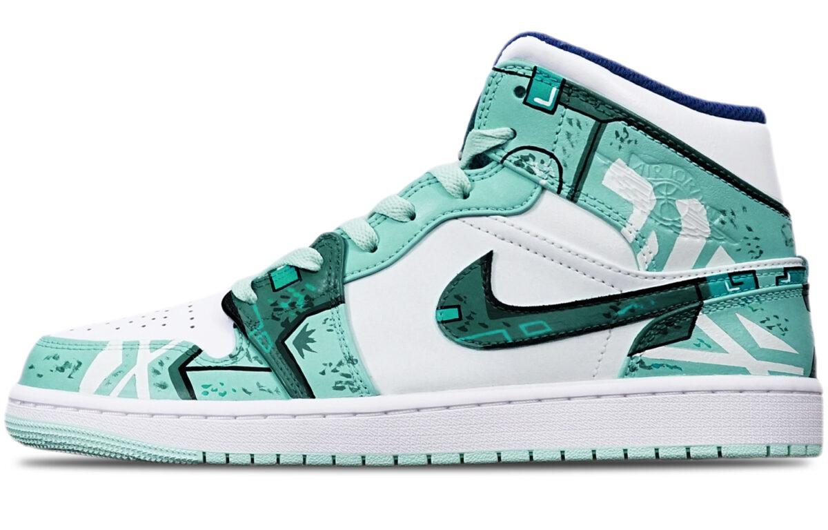 

Кеды унисекс Jordan Air Jordan 1 Mid GS зеленые 37.5 EU, Зеленый, Air Jordan 1 Mid GS