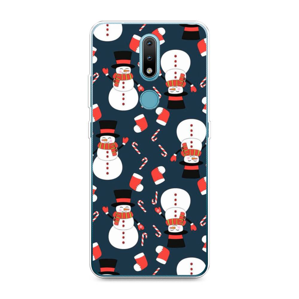 

Чехол на Nokia 2.4 "Синие снеговики", Синий;белый;красный, 123850-5