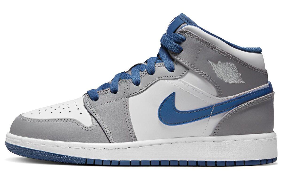 

Кеды унисекс Jordan Air Jordan 1 Mid GS серые 38.5 EU, Серый, Air Jordan 1 Mid GS