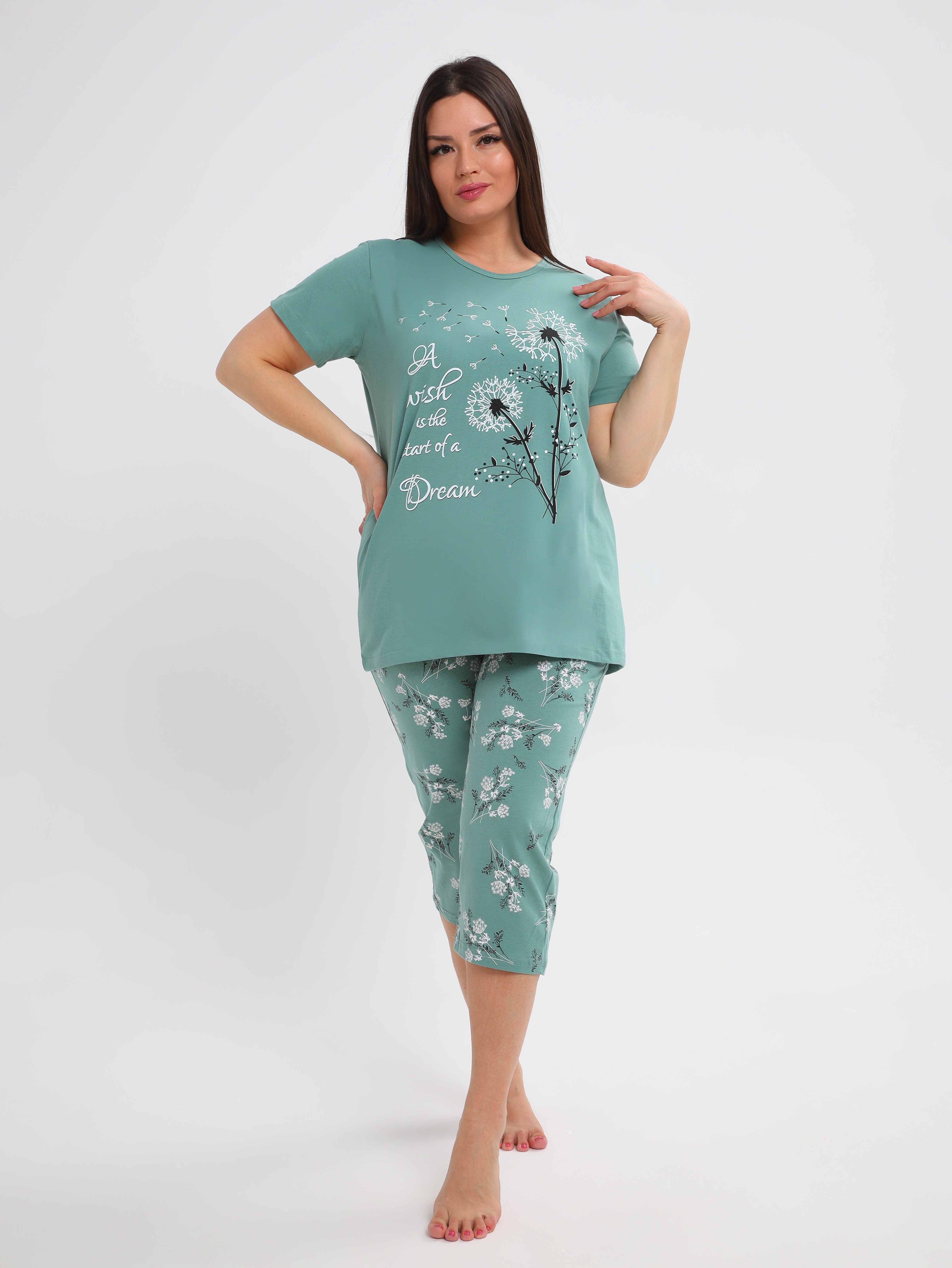 

Пижама женская Soft home П004 зеленая 52 RU, Зеленый, П004