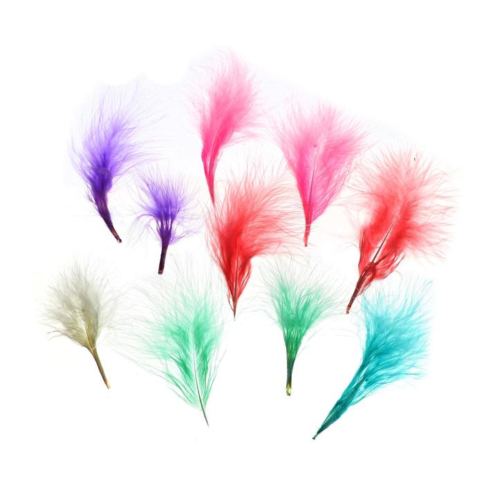 Набор перьев для декора 10 шт., размер 1 шт: 7х7 см, цвета пудровые МИКС