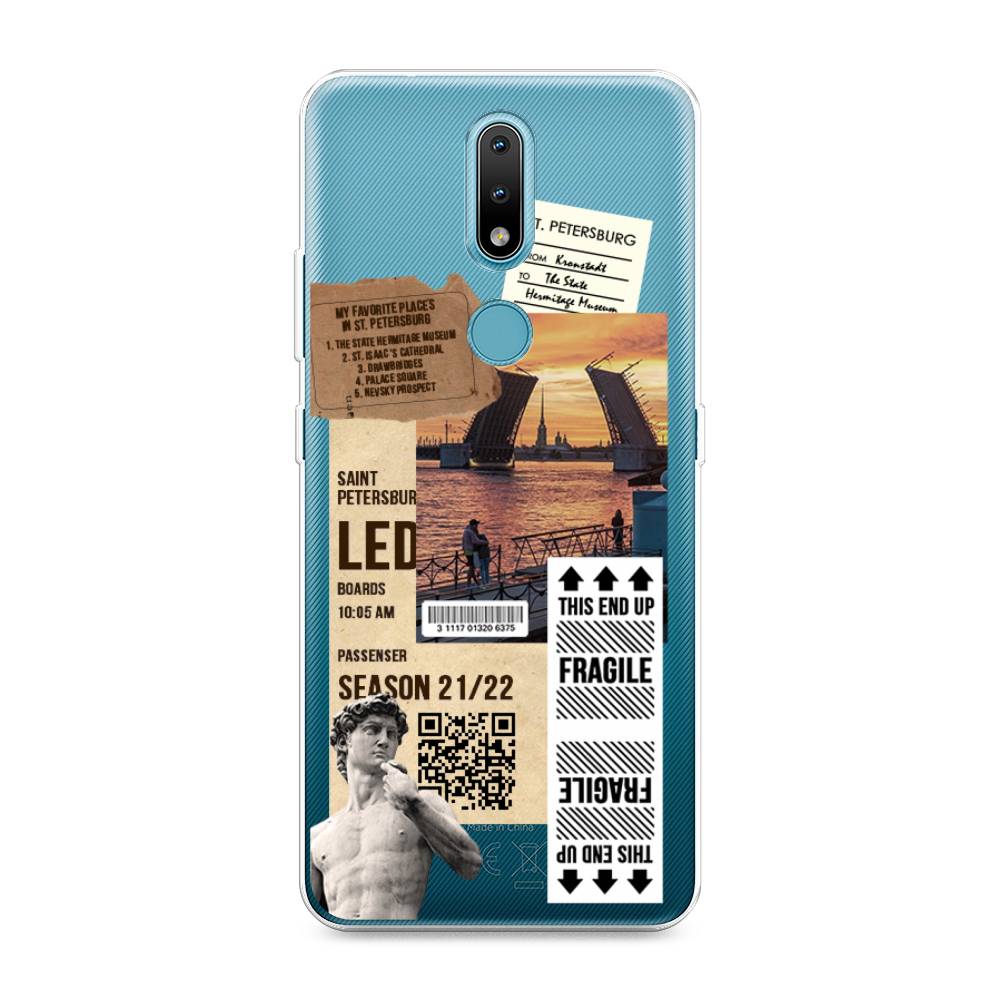 

Чехол на Nokia 2.4 "Санкт-Петербург коллаж", Коричневый;бежевый;белый, 123850-6