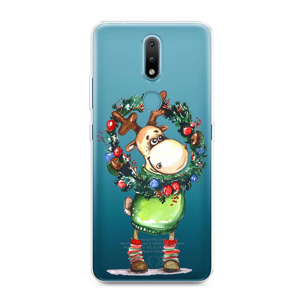 

Чехол на Nokia 2.4 "Олень с новогодним венком", 123850-4