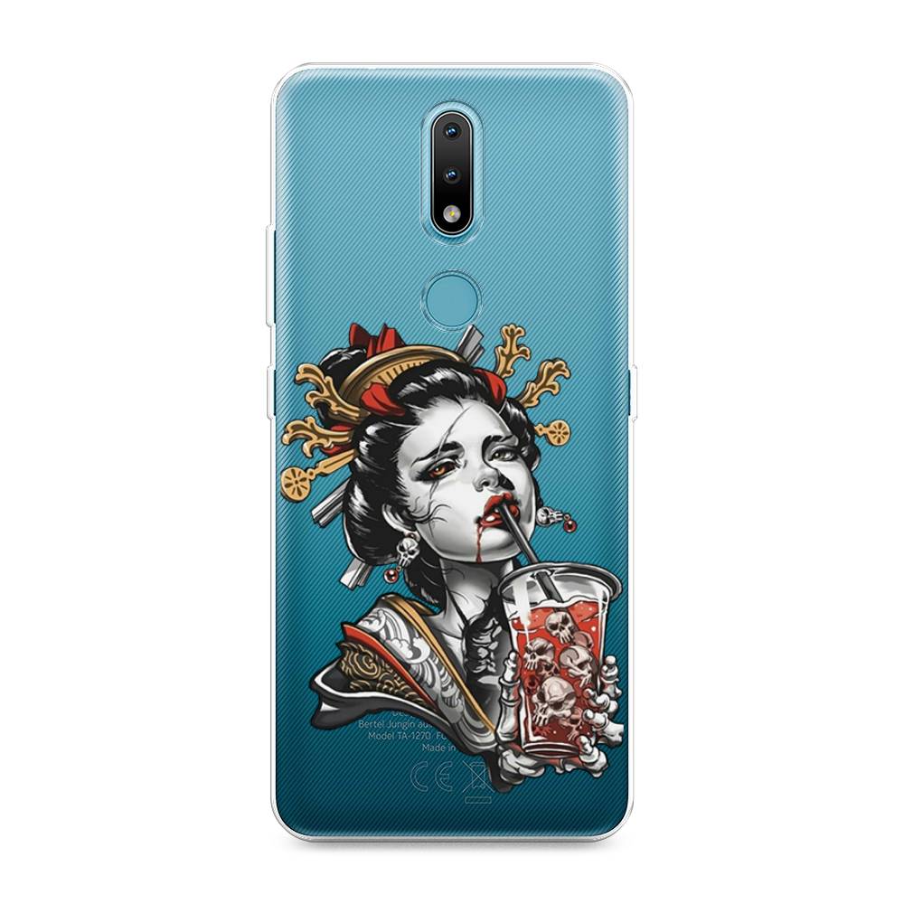 

Чехол на Nokia 2.4 "Опасная гейша", Красный;черный;серый, 123850-4