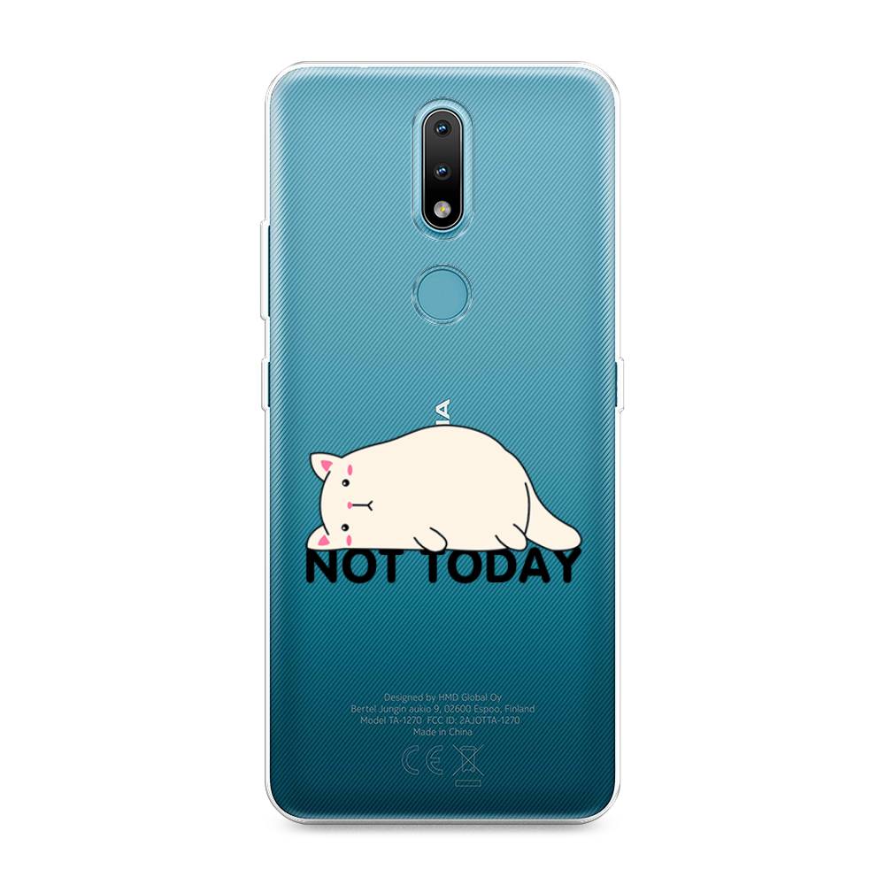 

Чехол на Nokia 2.4 "Cat not today", Белый;розовый;черный, 123850-1