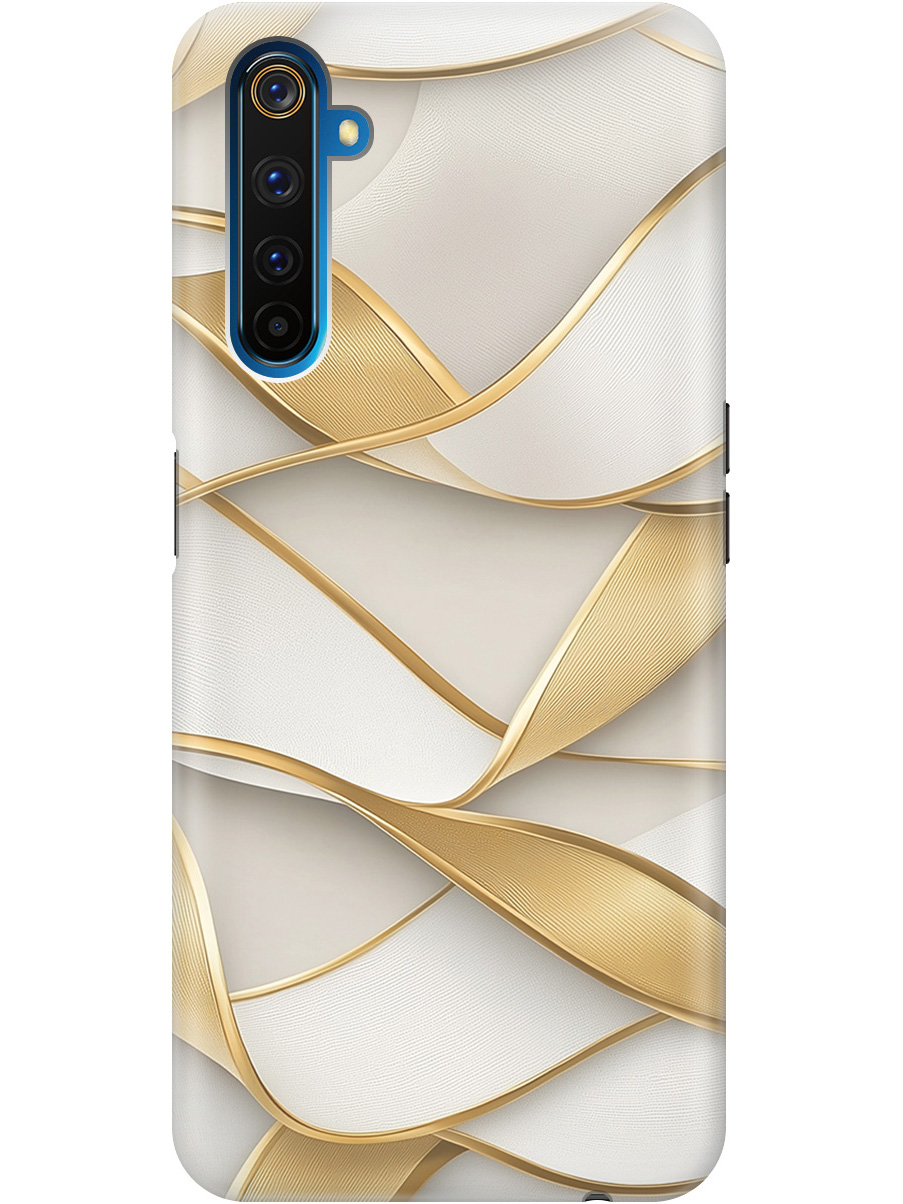 

Силиконовый чехол на Realme 6 Pro с принтом "Волны из золота", Прозрачный;белый;золотистый, 726149531