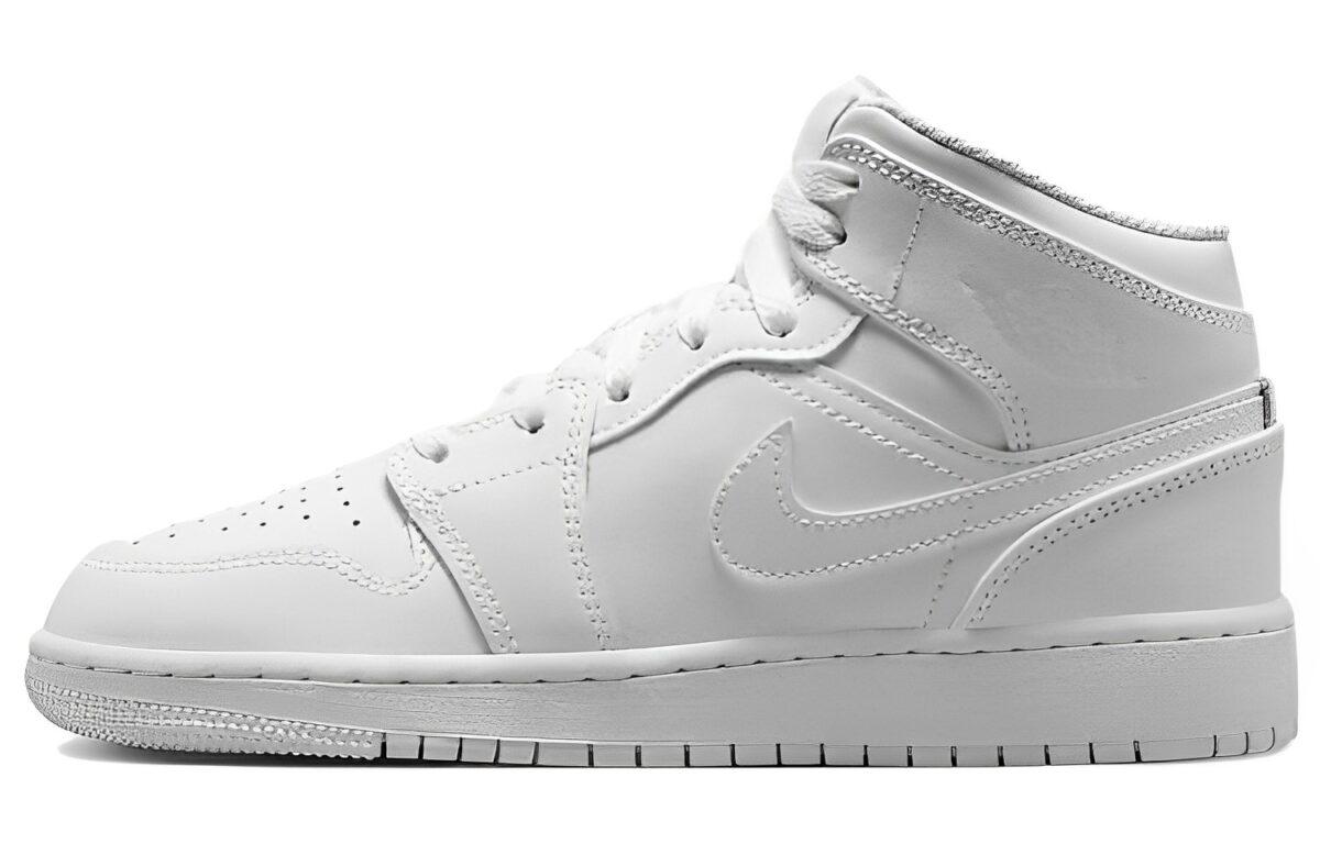 

Кеды унисекс Jordan Air Jordan 1 Mid GS белые 38 EU, Белый, Air Jordan 1 Mid GS