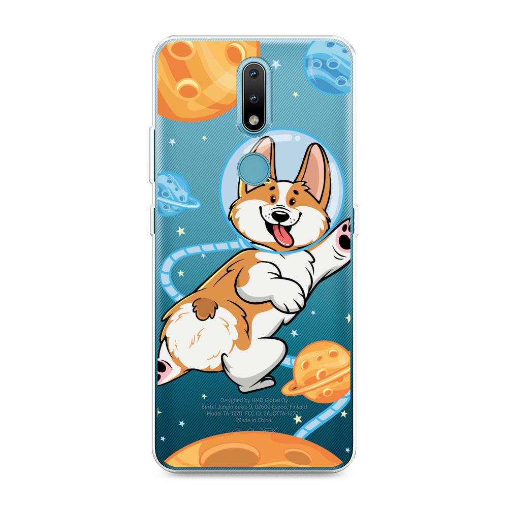 

Чехол на Nokia 2.4 "Корги-космонавт", Голубой;бежевый;белый, 123850-1