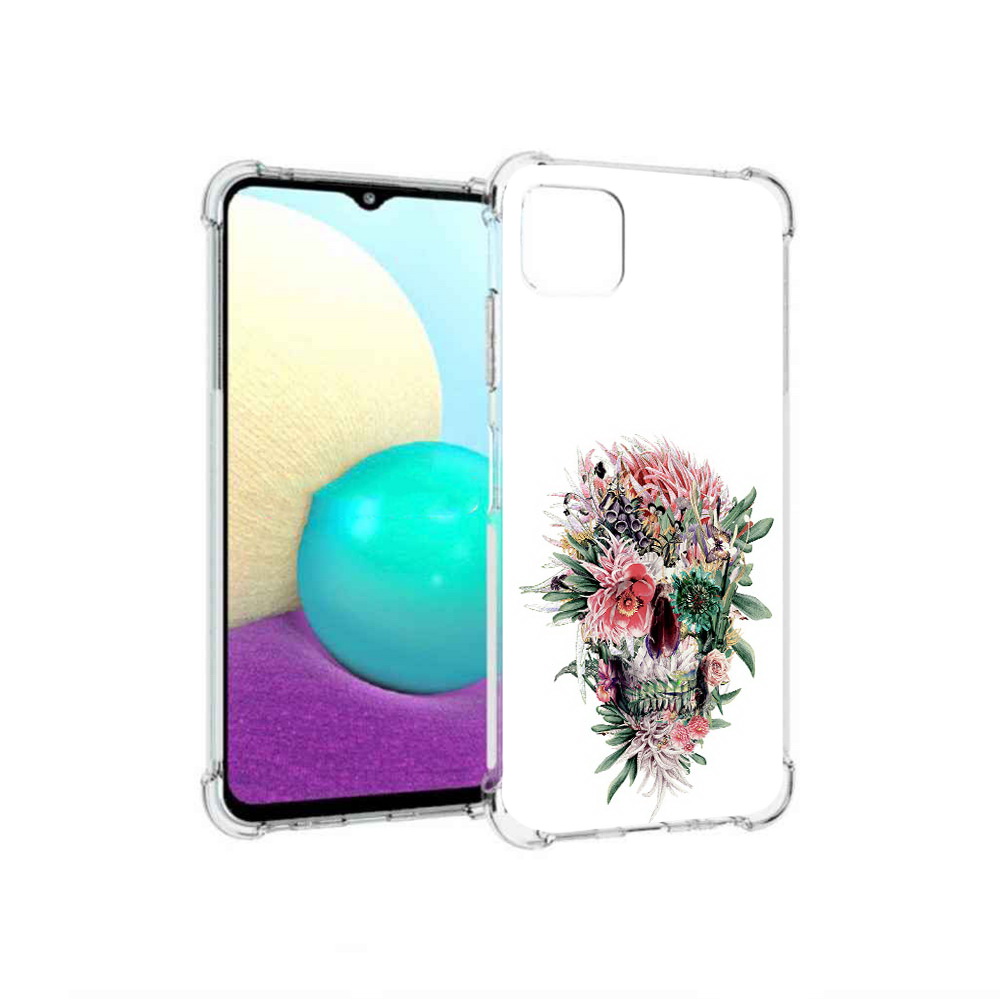 

Чехол MyPads Tocco для Samsung Galaxy A22 череп из цветов, Прозрачный, Tocco