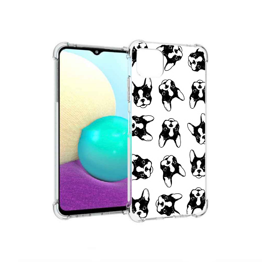 

Чехол MyPads Tocco для Samsung Galaxy A22 черно белые собачки, Прозрачный, Tocco