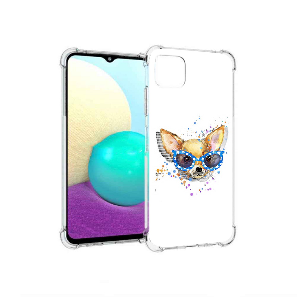 

Чехол MyPads Tocco для Samsung Galaxy A22 чихуа-хуа в очках, Прозрачный, Tocco