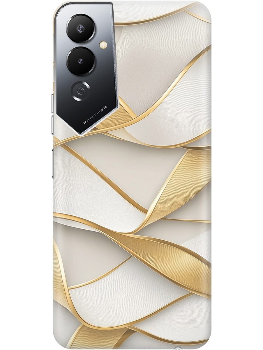 

Силиконовый чехол на Tecno Pova 4 с принтом "Волны из золота", Прозрачный;белый;золотистый, 762091431