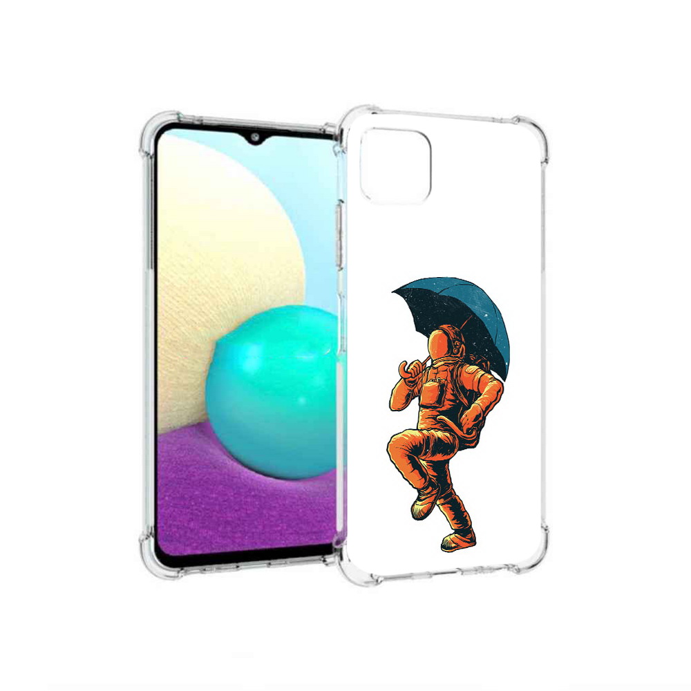 

Чехол MyPads Tocco для Samsung Galaxy A22 шагающий космонавт с зонтом, Прозрачный, Tocco
