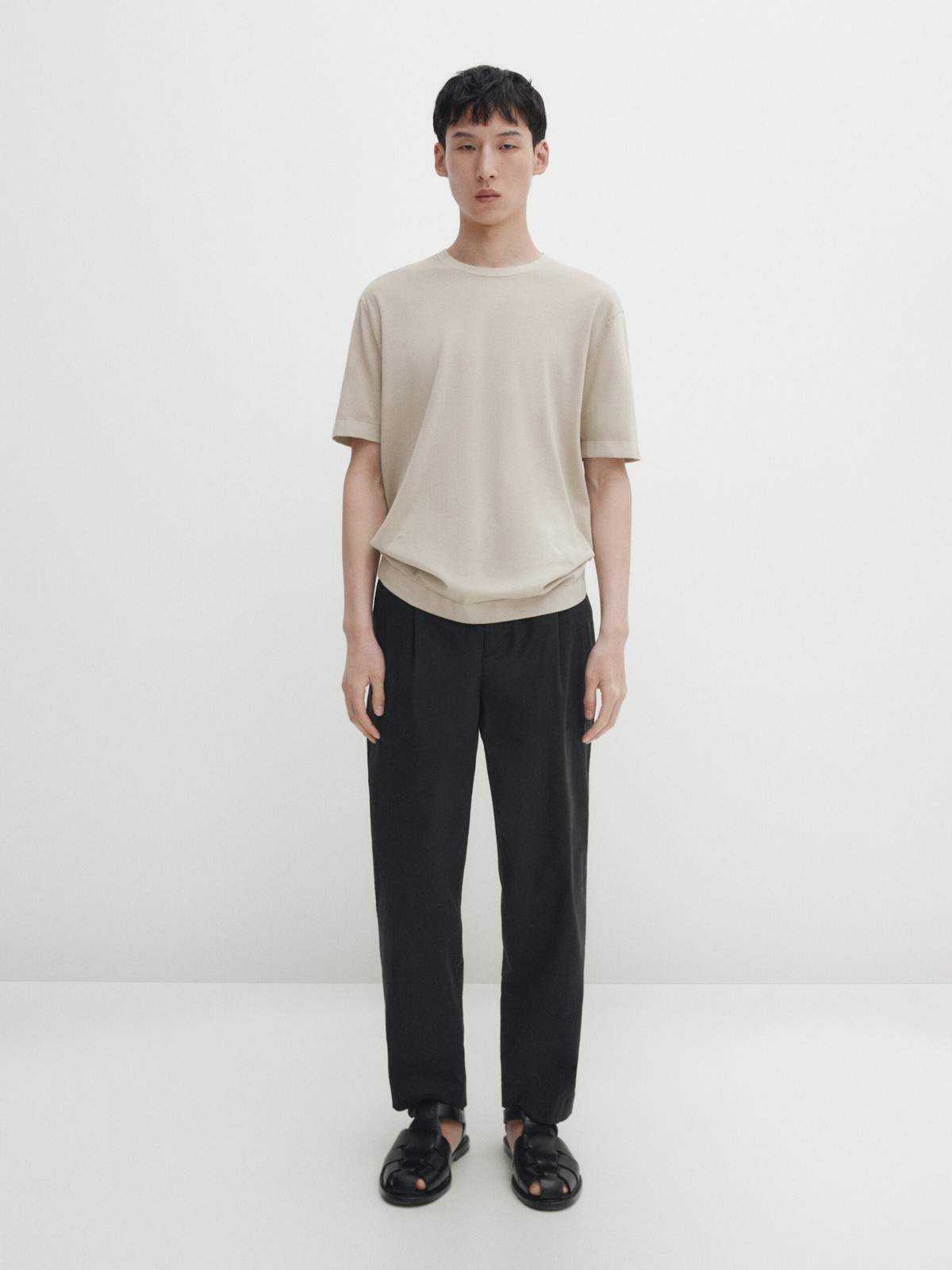 

Футболка мужская Massimo Dutti 0970/303-I2024 бежевая S, Бежевый, 0970/303-I2024