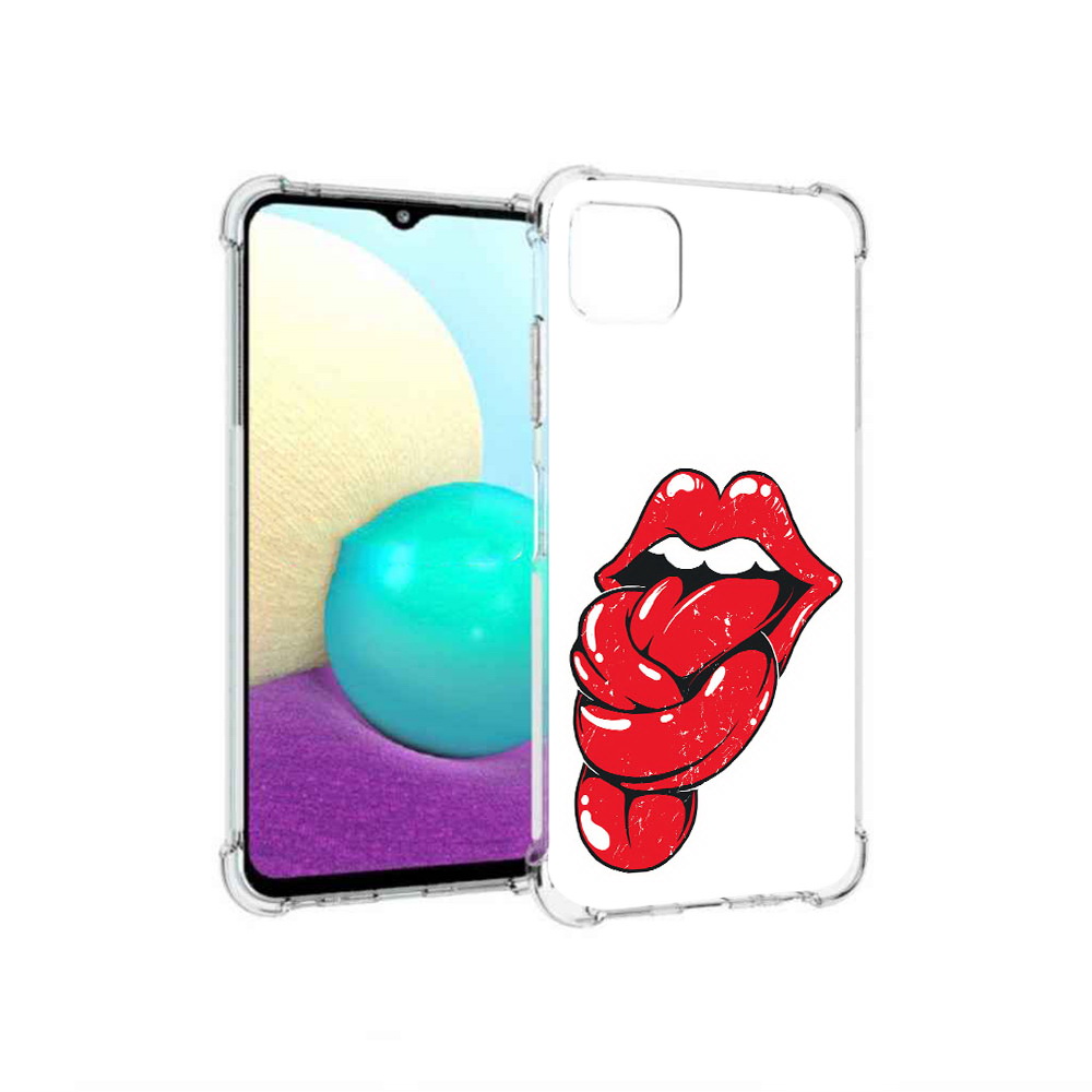 

Чехол MyPads Tocco для Samsung Galaxy A22 яркие губы с языком, Прозрачный, Tocco