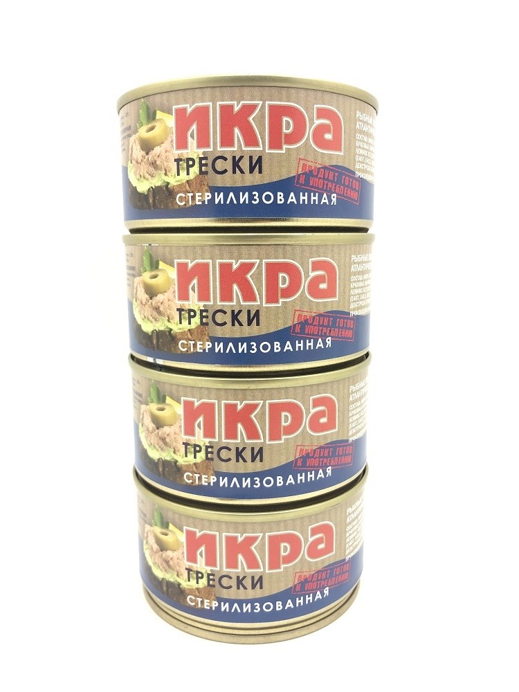 Икра трески БОСКО-МОРЕПРОДУКТ, 4 шт по 185 г