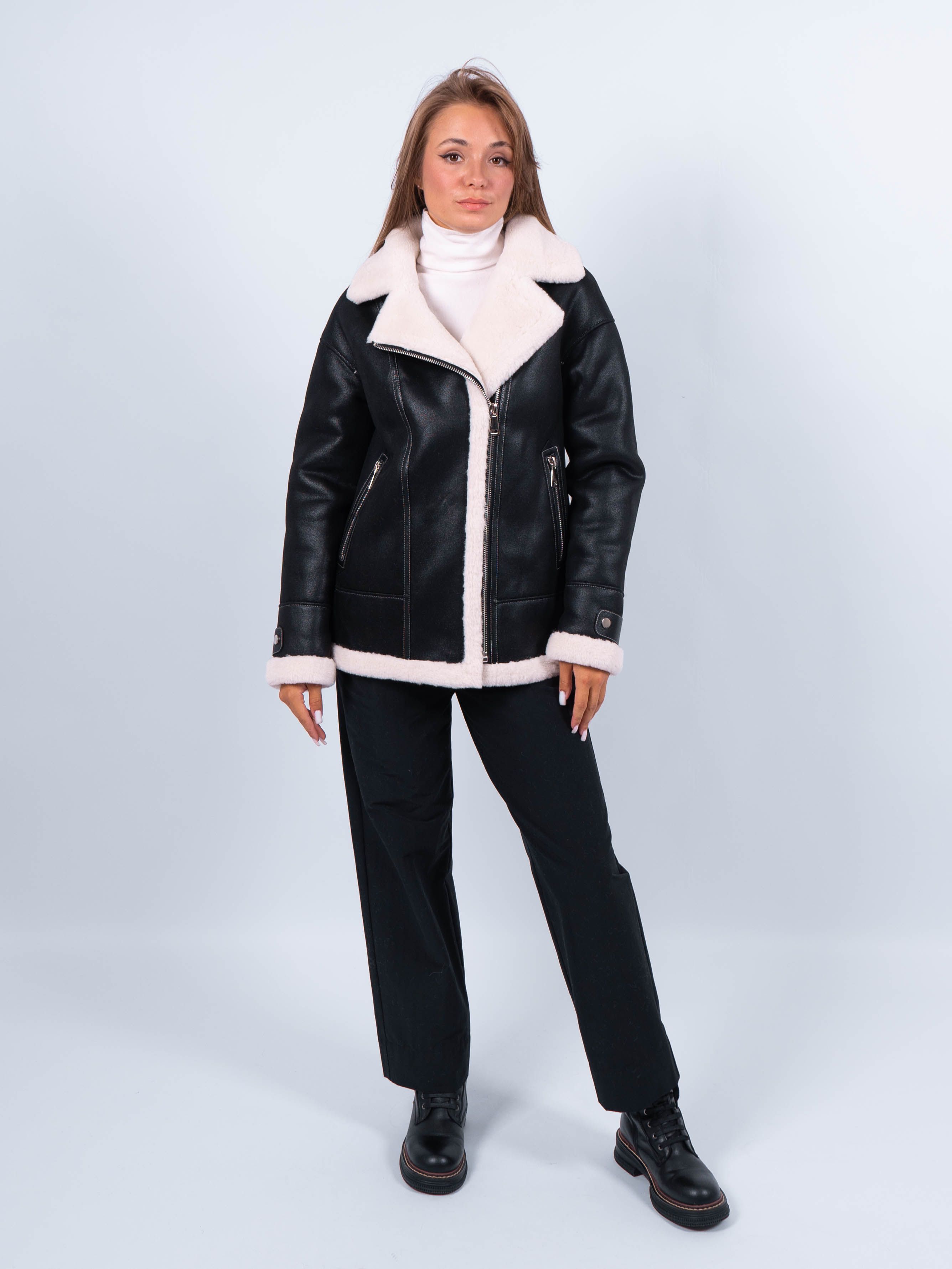 

Дубленка женская 365 clothes М6002_15 черная 46 RU, Черный, М6002_15
