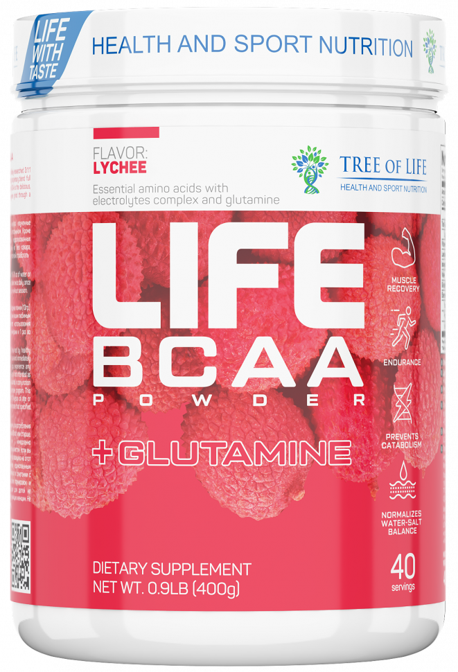 

Аминокислоты Tree of Life LIFE BCAA+Glutamine 400 г lychee, Tree of Life LIFE BCAA+Glutamine 400 г lychee