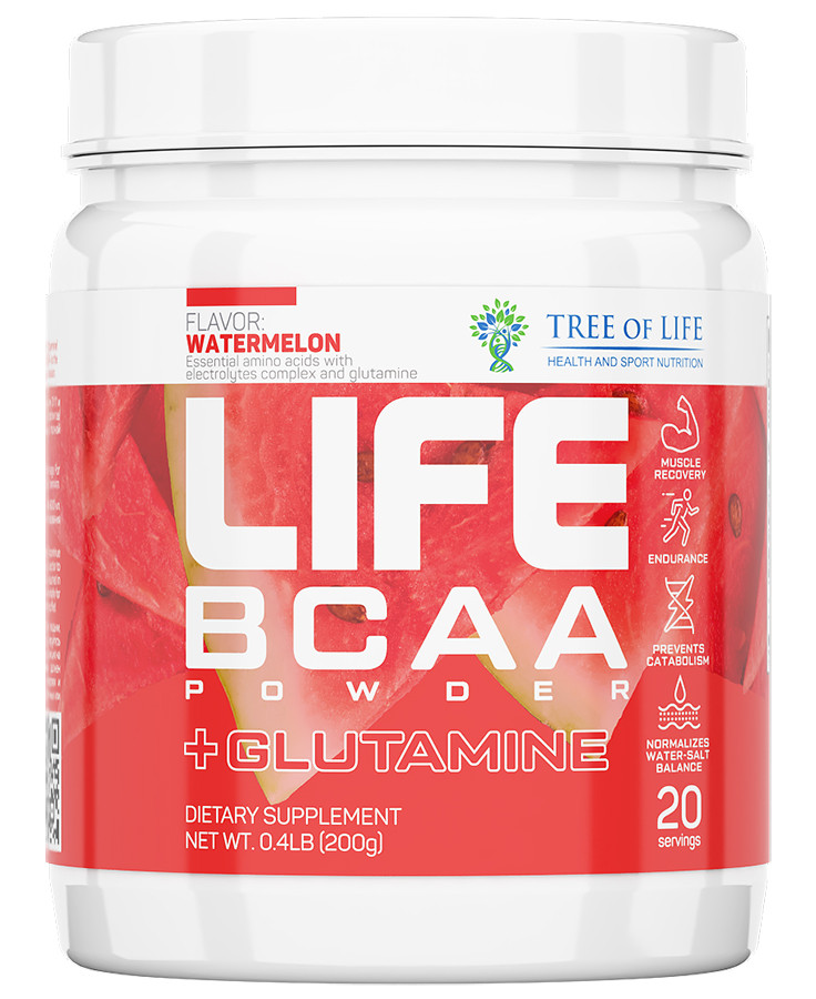 фото Аминокислоты tree of life life bcaa+glutamine 200 г watermelon