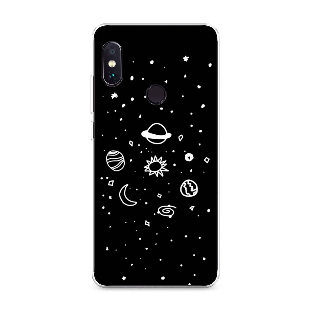 

Чехол на Xiaomi Redmi Note 5/Note 5 Pro "Дудл солнечной системы", Бежевый;серый, 32750-2
