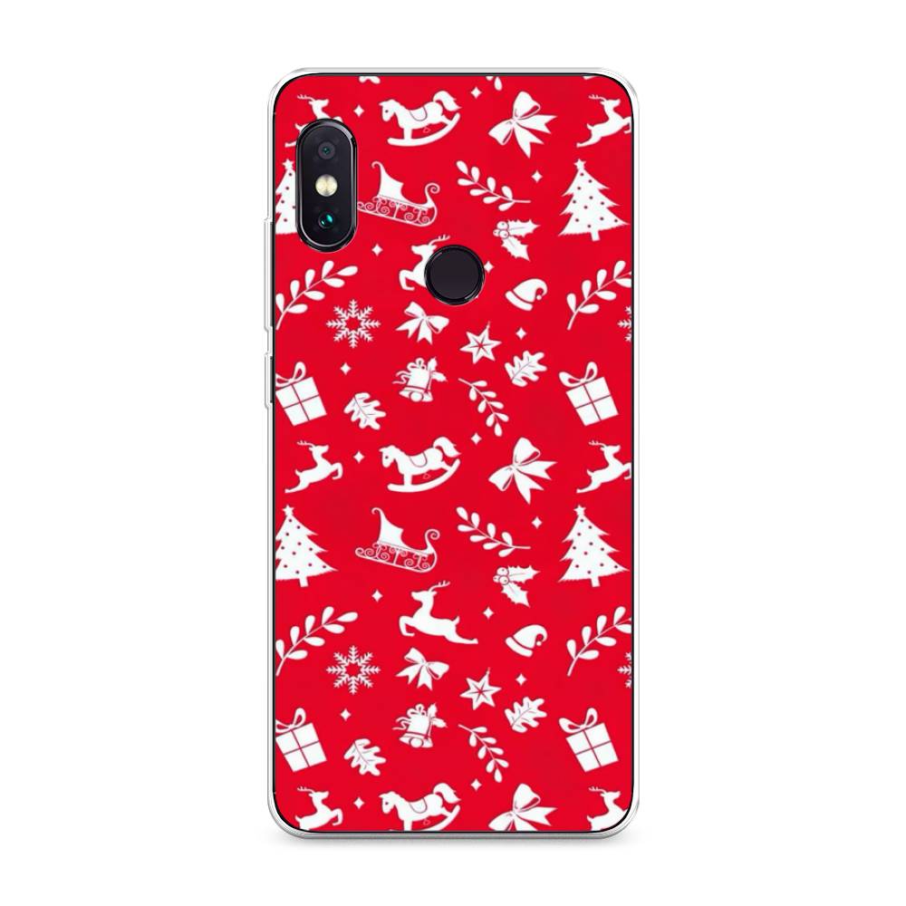 

Чехол на Xiaomi Redmi Note 5/Note 5 Pro "Красный новогодний фон", Красный;белый, 32750-5