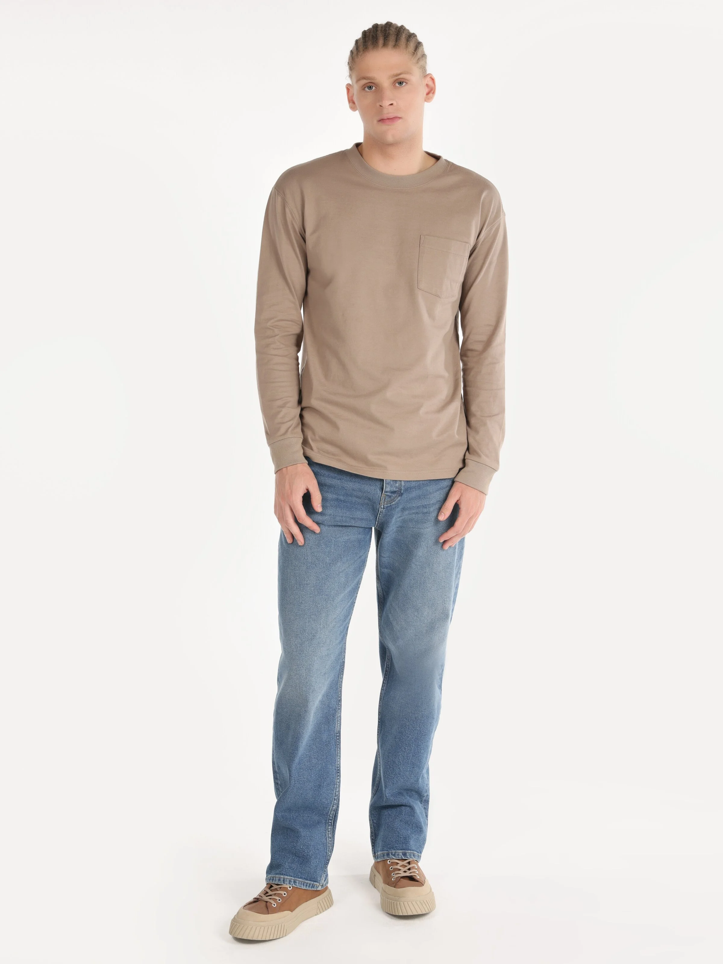 

Лонгслив мужской Colin's CL1065666 бежевый XS, CL1065666