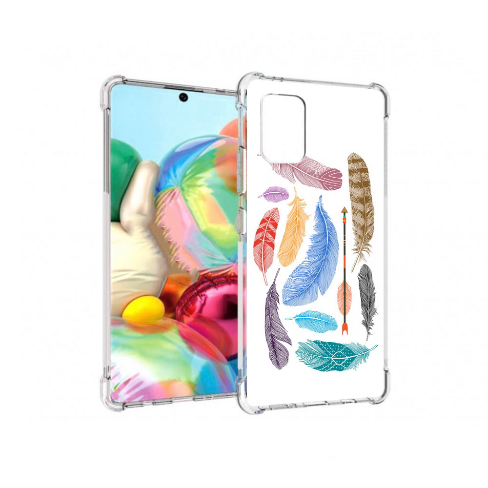 Чехол MyPads Tocco для Samsung Galaxy A71 разноцветные перья (PT226912.529.572)