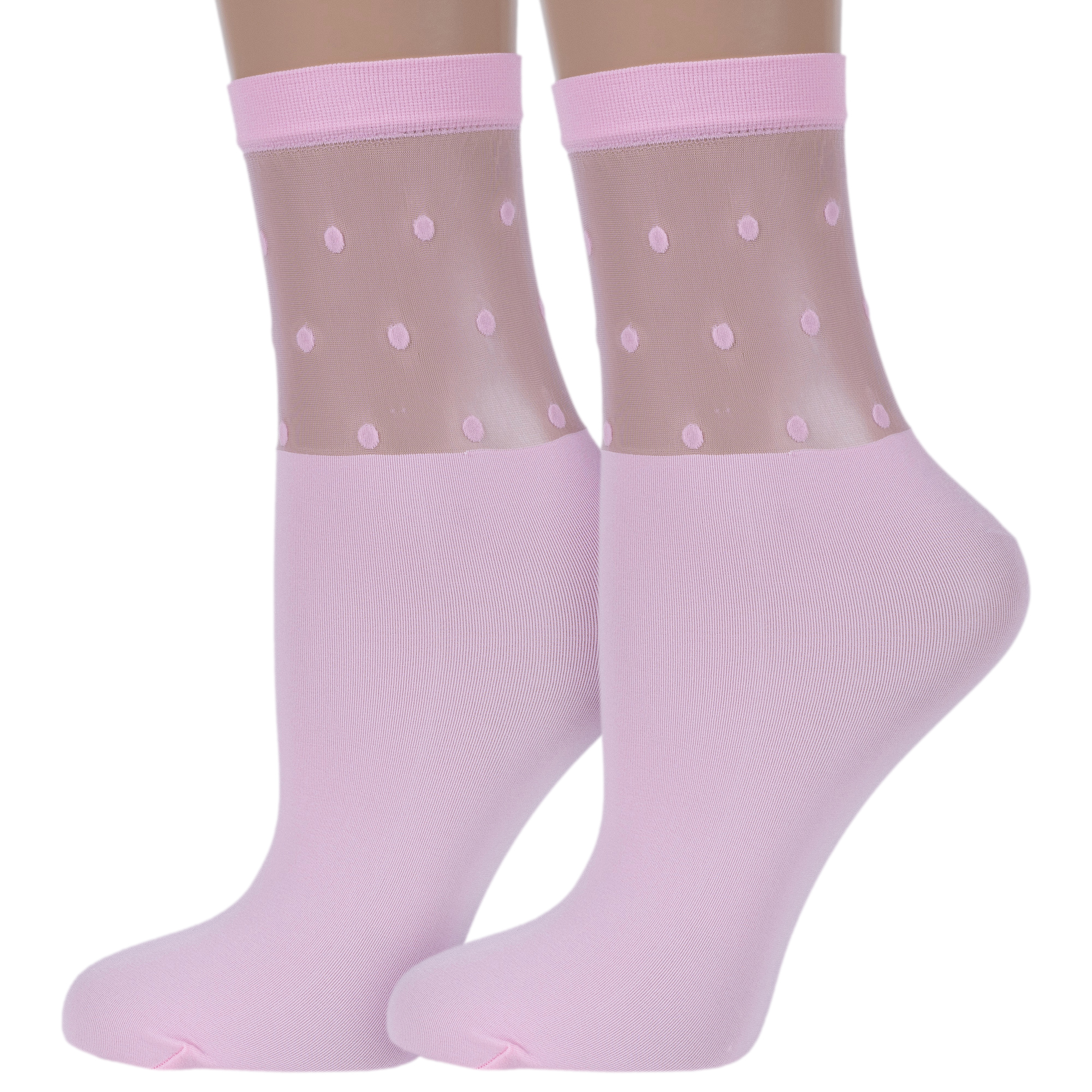 Комплект носков женских NOSMAG 2-19С-29СП розовых; прозрачных 23-25