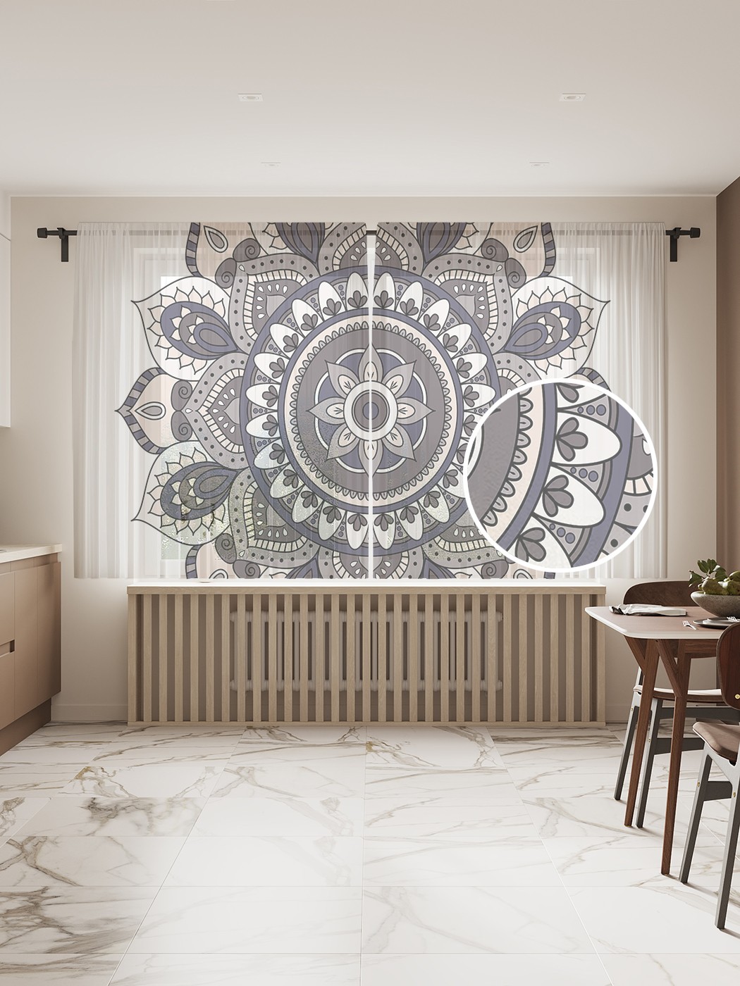 

Фототюль JoyArty "Стилизованная мандала" 145x180см, 2 полотна, лента, 50 крючков, Стилизованная мандала