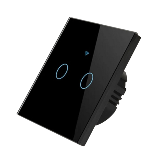 фото Умный wifi выключатель черный tuya 2кл