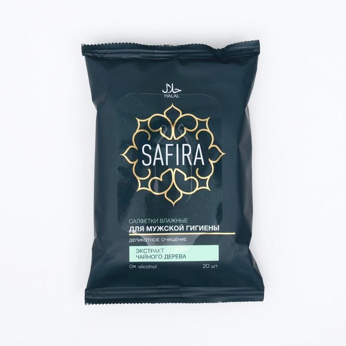 

Cалфетки влажные Safira, для интимной гигиены с экстрактом чайного дерева, мужские, 20 шт