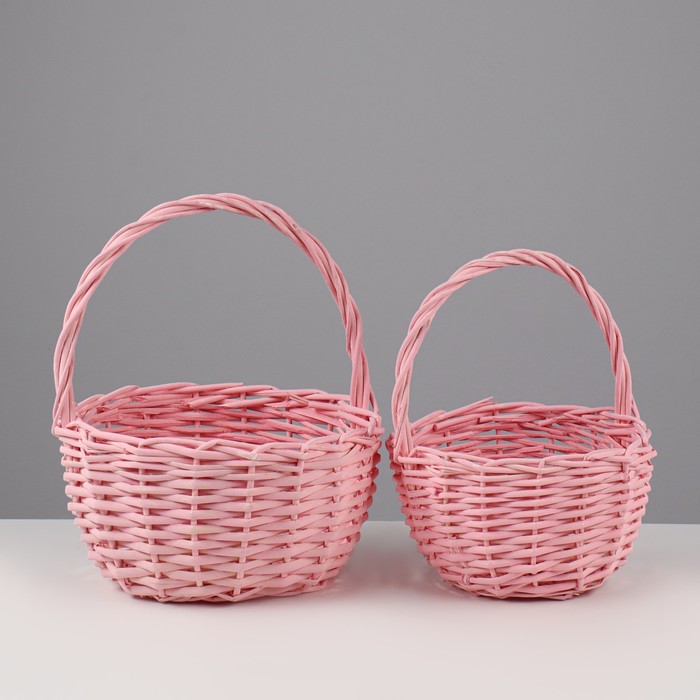 

Набор корзин плетеных, ива, 24x1326 см, 18x1123 см, 2 шт, розовый