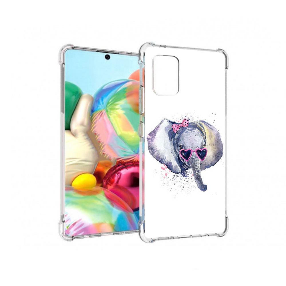 

Чехол MyPads Tocco для Samsung Galaxy A71 слоник в очках (PT226912.529.608), Прозрачный, Tocco