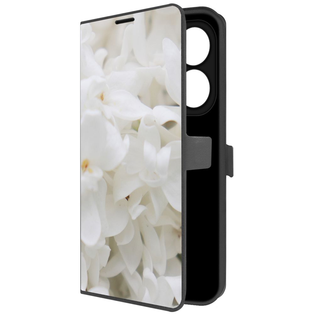 

Чехол-книжка Krutoff Eco Book для INFINIX Smart 8 Pro Белые лилии (черный)