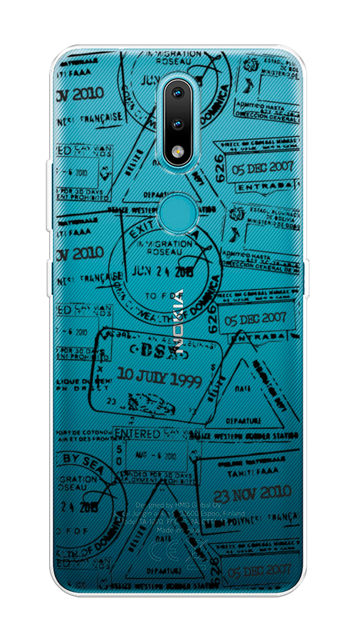 

Чехол на Nokia 2.4 "Visa stamps 2", Белый;черный;серый, 123850-2