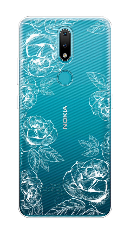 

Чехол на Nokia 2.4 "Розы графика", Черный;серый, 123850-2