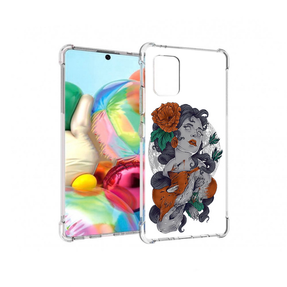 

Чехол MyPads Tocco для Samsung Galaxy A71 темная девушка с лисой (PT226912.529.639), Прозрачный, Tocco