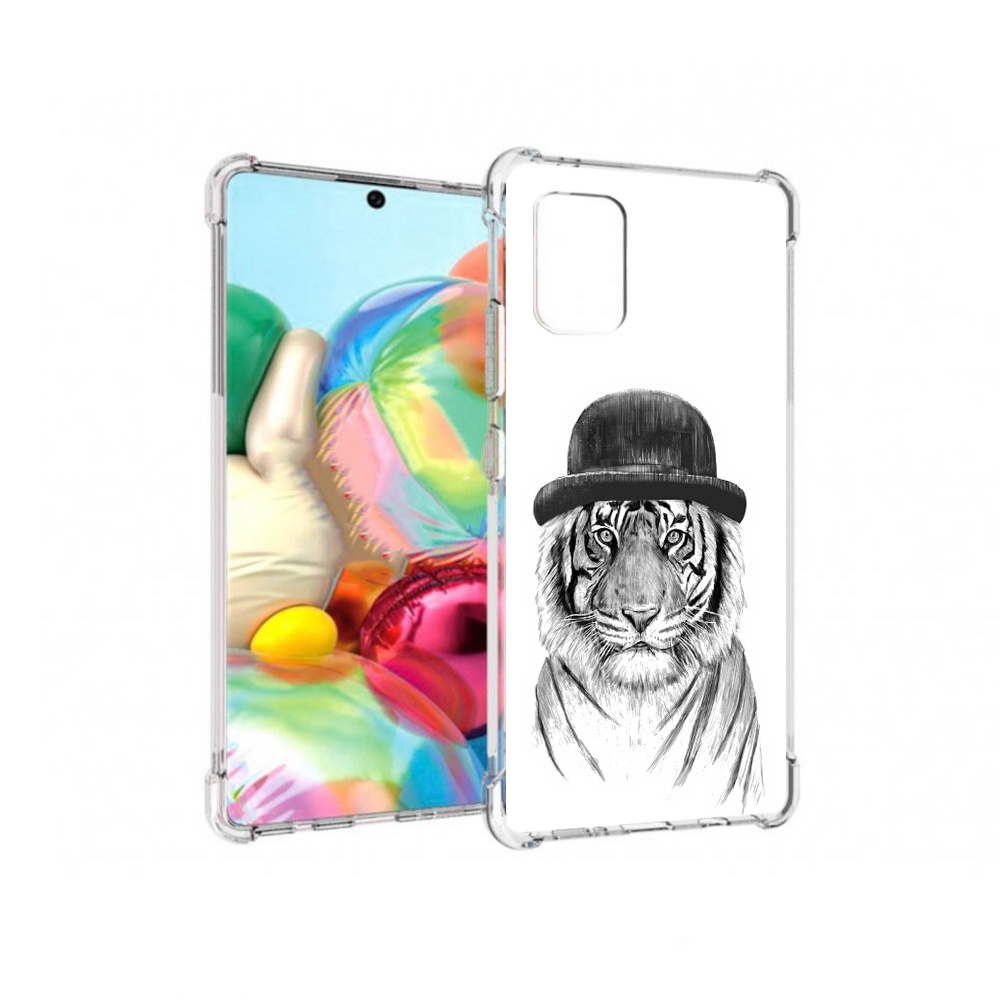 

Чехол MyPads Tocco для Samsung Galaxy A71 тигр британец (PT226912.529.641), Прозрачный, Tocco