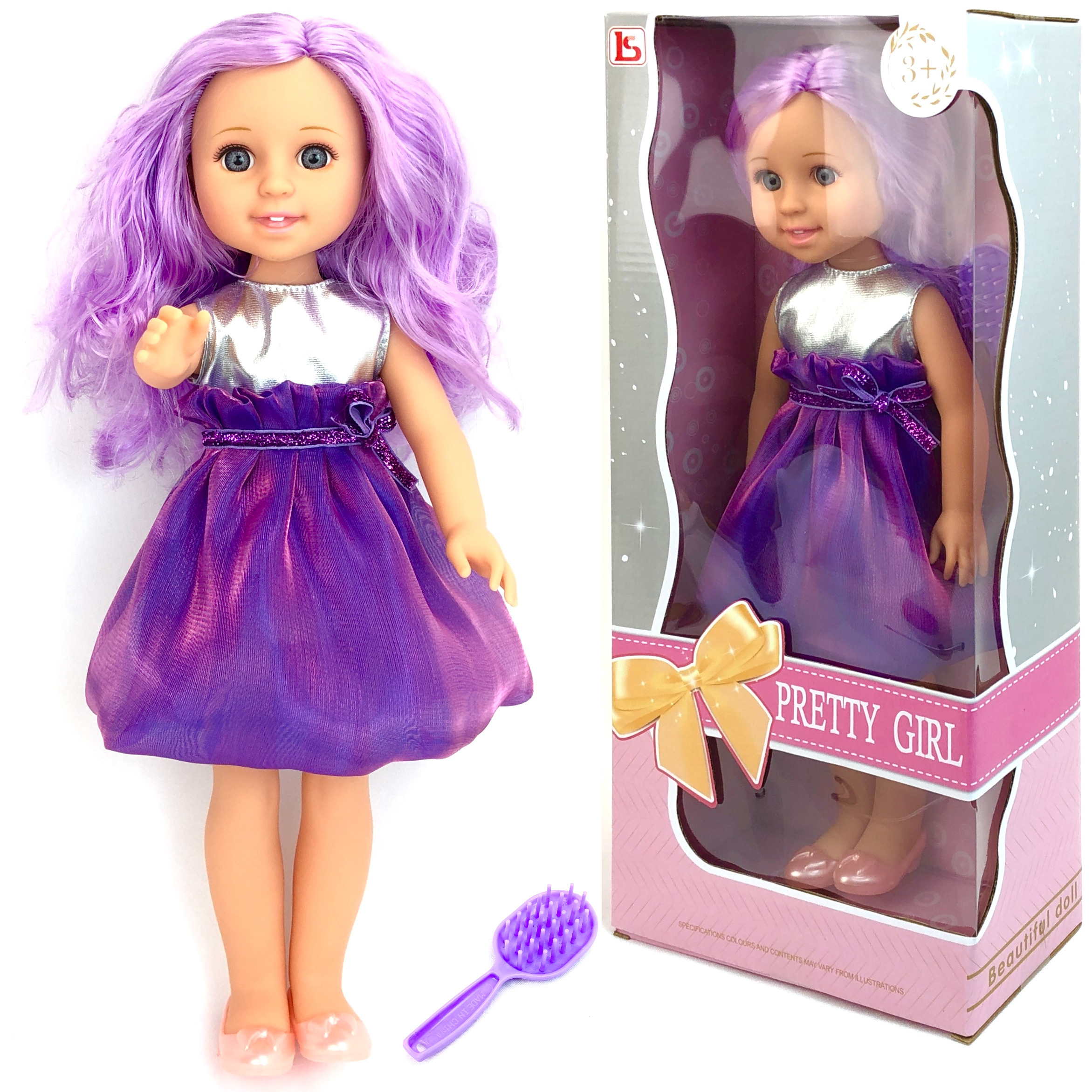 фото Кукла zhorya pretty girl с расческой, фиолетовые волосы 38 см 109788