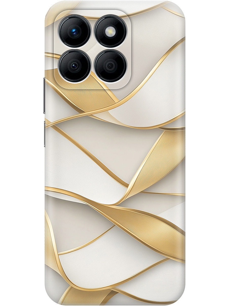 

Силиконовый чехол на Honor X8b с принтом "Волны из золота", Прозрачный;белый;золотистый, 781973231