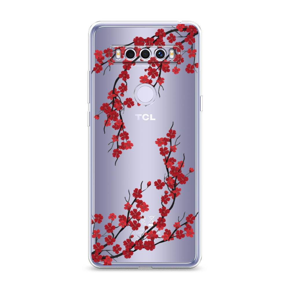 

Чехол для TCL 10 SE "Красная сакура", Красный;черный, 290150-2