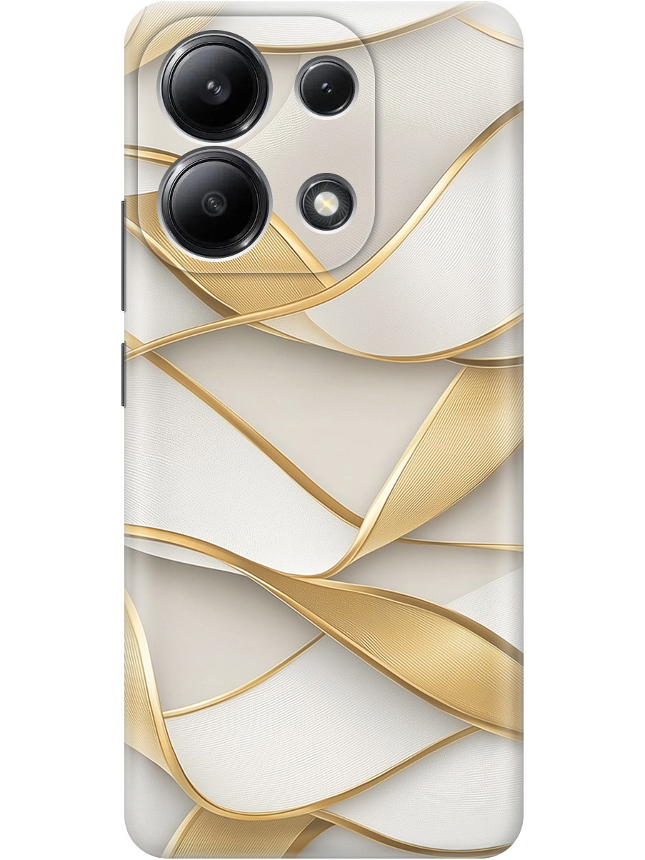 

Силиконовый чехол на Xiaomi Redmi Note 13 4G с принтом "Волны из золота", Прозрачный;белый;золотистый, 782622831