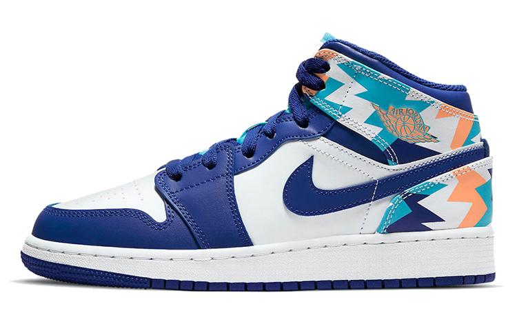 

Кеды унисекс Jordan Air Jordan 1 Mid GS синие 40 EU, Синий, Air Jordan 1 Mid GS