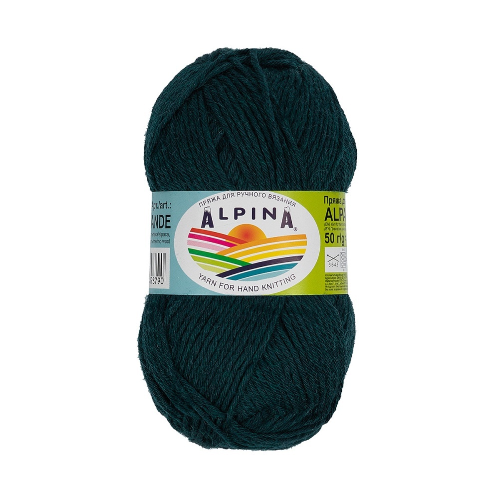 

Alpina Alpaca Grande, 4 шт по 50 г, 118 м, 10 темно-изумрудный меланж, Зеленый