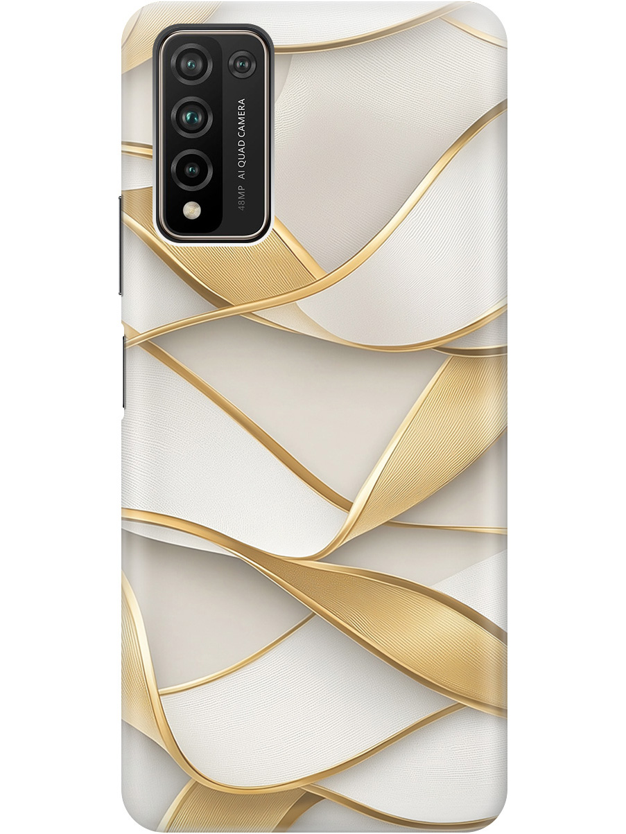 

Силиконовый чехол на Honor 10x Lite с принтом "Волны из золота", Прозрачный;белый;золотистый, 723565531