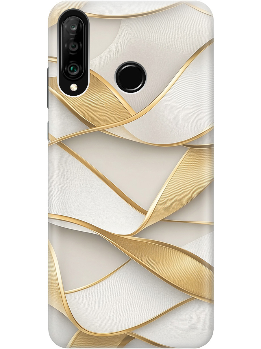 

Силиконовый чехол на Honor 20 Lite/20s, Huawei P30 Lite с принтом "Волны из золота", Прозрачный;белый;золотистый, 720772031