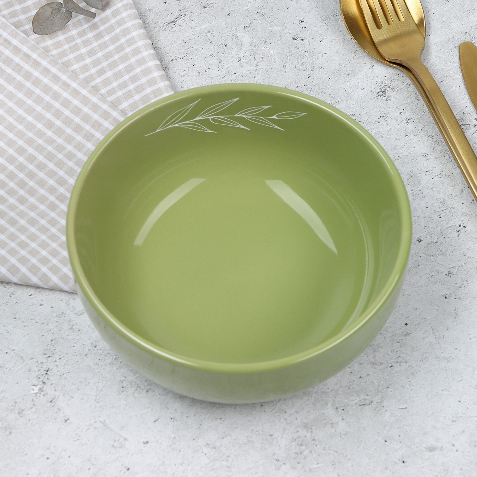 

Тарелка керамическая Dolce Ceramo Олива 15.5 х 6.5 см, 800 мл
