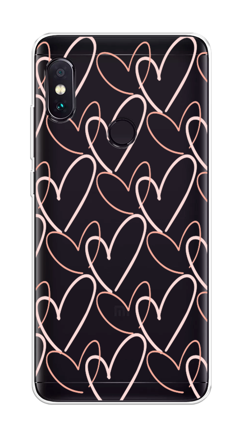 

Чехол на Xiaomi Redmi Note 5/Note 5 Pro "Узор из сердечек", Розовый;бежевый, 32750-6
