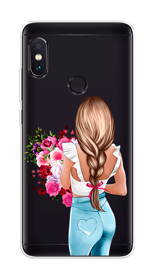 

Чехол на Xiaomi Redmi Note 5/Note 5 Pro "Девушка с цветами", Коричневый;розовый;голубой, 32750-6