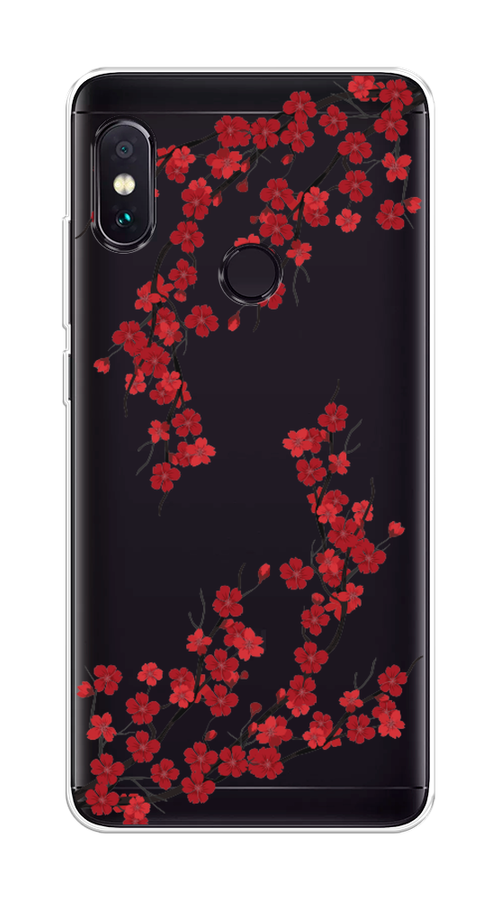 

Чехол на Xiaomi Redmi Note 5/Note 5 Pro "Красная сакура", Красный;черный, 32750-2